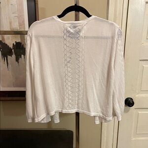 White Open-Knit Women's Cardigan - Lightweight Layering Top